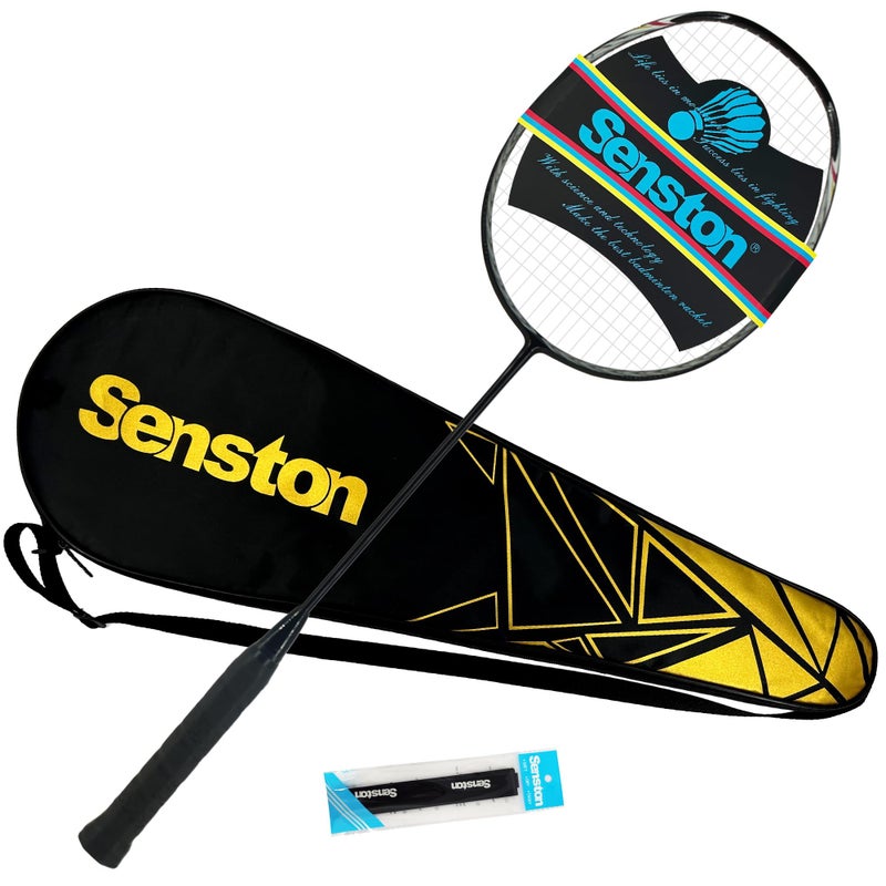 Senston Carbon-Fiber Badminton Racket 5U Badminton Racquet, Single Professional Badminton Rackets (N80 Black) - Image 1